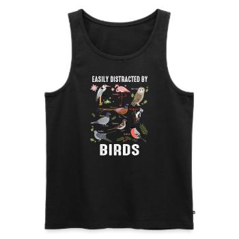 Easily Distracted By Birds Bird Lover - Men's Premium Organic Tank Top - black - Front - AI Model Male 178 light (178cm)