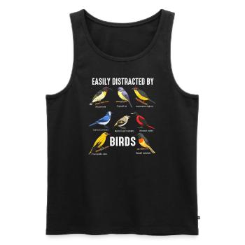 Easily Distracted By Birds Bird Lover - Men's Premium Organic Tank Top - black - Front - AI Model Male 178 light (178cm)