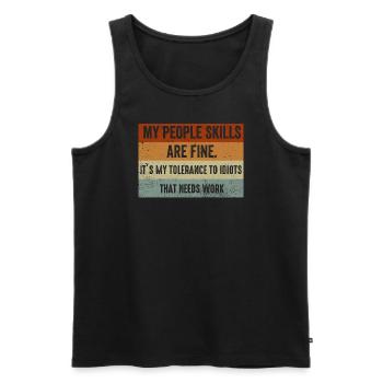 Mes compétences relationnelles sont très bien - Débardeur bio Premium Homme - noir - Devant - AI Model Male 178 light (178cm)