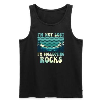 Ich bin nicht verloren Ich sammle Steine Lustige Geologie - Männer Premium Bio Tank Top - Schwarz - Vorne - Michal (187cm)