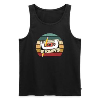 80's Cassette Tape 1990s Pencil Winding Cassette - Men's Premium Organic Tank Top - black - Front - Michal (187cm)