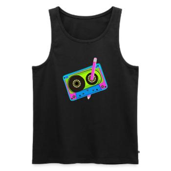 80's Cassette Tape 1990s Pencil Winding Cassette - Men's Premium Organic Tank Top - black - Front - Michal (187cm)