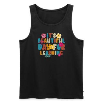 Es ist ein schöner Tag zum Lernen - Männer Premium Bio Tank Top - Schwarz - Vorne - Michal (187cm)