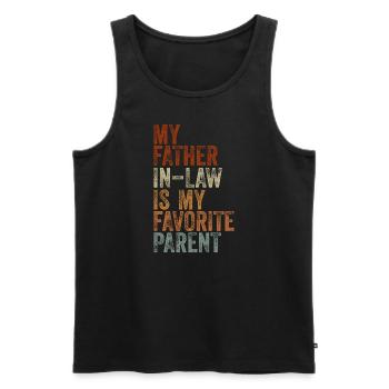 Mein Schwiegervater ist mein Lieblingselternteil - Männer Premium Bio Tank Top - Schwarz - Vorne - Michal (187cm)