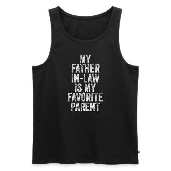 Mein Schwiegervater ist mein Lieblingselternteil - Männer Premium Bio Tank Top - Schwarz - Vorne - Michal (187cm)