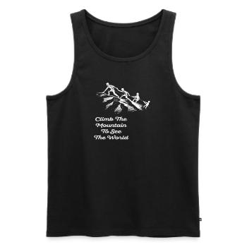 Erklimmen Sie den Berg, um die Welt zu sehen - Männer Premium Bio Tank Top - Schwarz - Vorne - Michal (187cm)