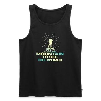 Erklimmen Sie den Berg, um die Welt zu sehen - Männer Premium Bio Tank Top - Schwarz - Vorne - Michal (187cm)