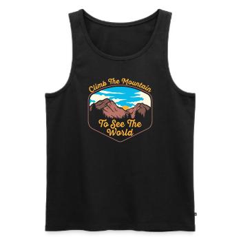 Erklimmen Sie den Berg, um die Welt zu sehen - Männer Premium Bio Tank Top - Schwarz - Vorne - Michal (187cm)