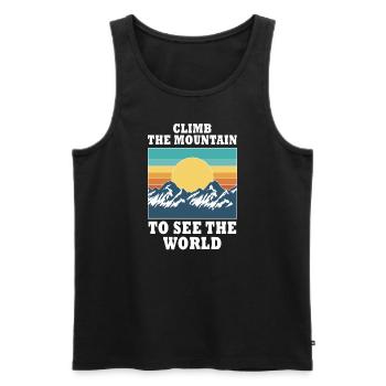 Erklimmen Sie den Berg, um die Welt zu sehen - Männer Premium Bio Tank Top - Schwarz - Vorne - Michal (187cm)