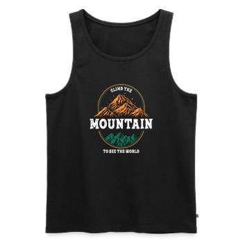 Erklimmen Sie den Berg, um die Welt zu sehen - Männer Premium Bio Tank Top - Schwarz - Vorne - Michal (187cm)