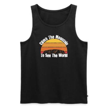 Erklimmen Sie den Berg, um die Welt zu sehen - Männer Premium Bio Tank Top - Schwarz - Vorne - Michal (187cm)