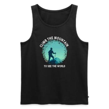 Erklimmen Sie den Berg, um die Welt zu sehen - Männer Premium Bio Tank Top - Schwarz - Vorne - Michal (187cm)