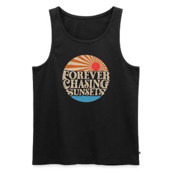 Forever Chasing Sunsets Retro Summer Vacation - Men's Premium Organic Tank Top - black - Front - Michal (187cm)