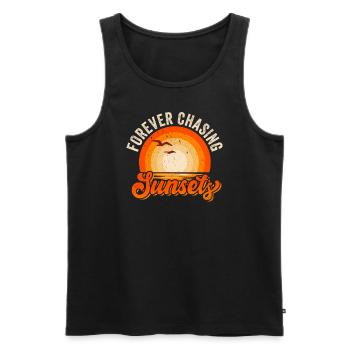 Forever Chasing Sunsets Retro Summer Vacation - Men's Premium Organic Tank Top - black - Front - AI Model Male 178 light (178cm)