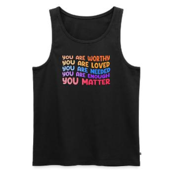 You Matter Kindness Be Kind Groovy Mental Health - Men's Premium Organic Tank Top - black - Front - AI Model Male 178 light (178cm)