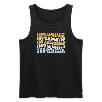 You Matter Kindness Be Kind Groovy Mental Health - Men's Premium Organic Tank Top - black - Front - AI Model Male 178 light (178cm)