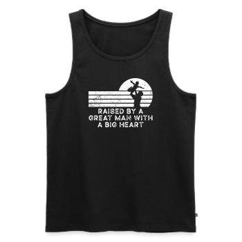 Aufgezogen von einem großen Mann mit einem großen Herzen Vatertag - Männer Premium Bio Tank Top - Schwarz - Vorne - AI Model Male 178 light (178cm)