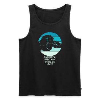 Aufgezogen von einem großen Mann mit einem großen Herzen Vatertag - Männer Premium Bio Tank Top - Schwarz - Vorne - AI Model Male 178 light (178cm)