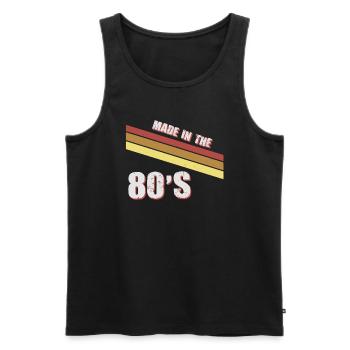 80's La musique des années 80 - Débardeur bio Premium Homme - noir - Devant - AI Model Male 178 light (178cm)