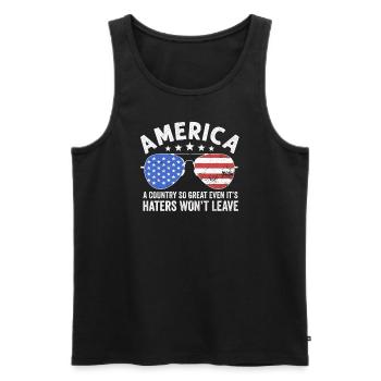 Amerika: Ein Land, das so großartig ist, dass die USA patriotisch sind - Männer Premium Bio Tank Top - Schwarz - Vorne - Michal (187cm)