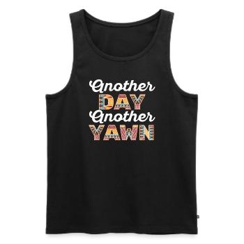 First Caffeine Vibes Another Day Yawn Meets Coffee - Men's Premium Organic Tank Top - black - Front - AI Model Male 178 light (178cm)