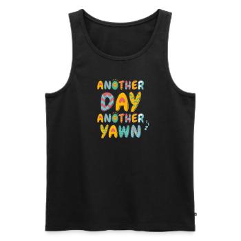 First Caffeine Vibes Another Day Yawn Meets Coffee - Men's Premium Organic Tank Top - black - Front - AI Model Male 178 light (178cm)