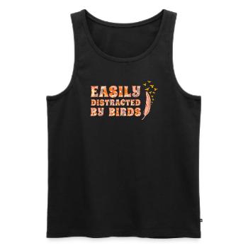 Leicht abgelenkt von Vögeln Vogelliebhaber - Männer Premium Bio Tank Top - Schwarz - Vorne - Michal (187cm)