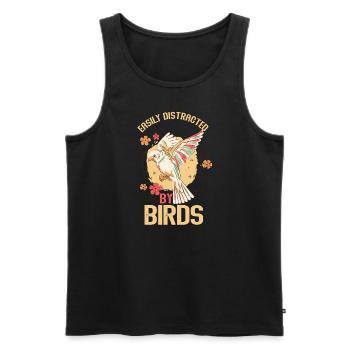 Leicht abgelenkt von Vögeln Vogelliebhaber - Männer Premium Bio Tank Top - Schwarz - Vorne - Michal (187cm)
