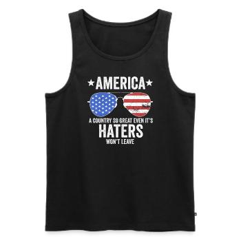 Amerika: Ein Land, das so großartig ist, dass die USA patriotisch sind - Männer Premium Bio Tank Top - Schwarz - Vorne - Michal (187cm)
