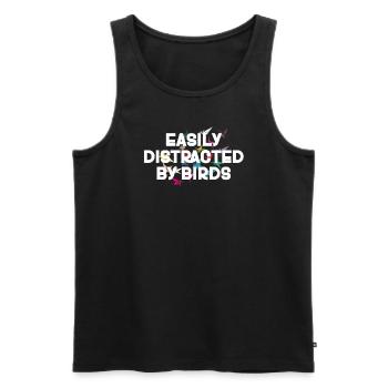 Leicht abgelenkt von Vögeln Vogelliebhaber - Männer Premium Bio Tank Top - Schwarz - Vorne - Michal (187cm)