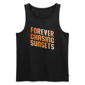 Forever Chasing Sunsets Retro Summer Vacation - Men's Premium Organic Tank Top - black - Front - AI Model Male 178 light (178cm)