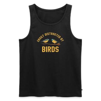 Leicht abgelenkt von Vögeln Vogelliebhaber - Männer Premium Bio Tank Top - Schwarz - Vorne - Michal (187cm)