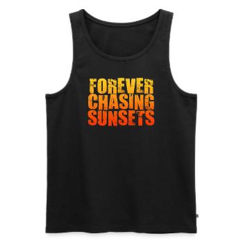 Forever Chasing Sunsets Retro Summer Vacation - Men's Premium Organic Tank Top - black - Front - AI Model Male 178 light (178cm)