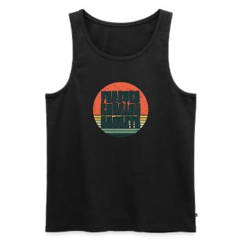 Forever Chasing Sunsets Retro Summer Vacation - Men's Premium Organic Tank Top - black - Front - AI Model Male 178 light (178cm)