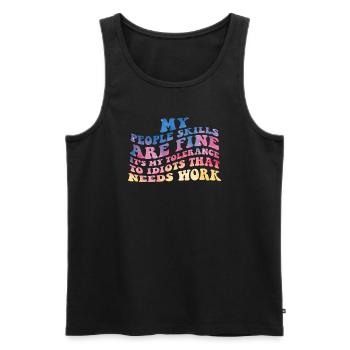 Mes compétences relationnelles sont très bien - Débardeur bio Premium Homme - noir - Devant - AI Model Male 178 light (178cm)
