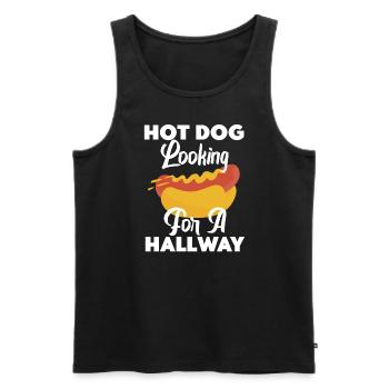 Hot Dog auf der Suche nach einem Flur - Männer Premium Bio Tank Top - Schwarz - Vorne - Michal (187cm)