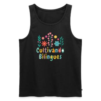 Cultivando Bilingües Spanischlehrer Bekleidung - Männer Premium Bio Tank Top - Schwarz - Vorne - AI Model Male 178 light (178cm)