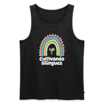 Cultivando Bilingües Spanish Teacher Apparel - Men's Premium Organic Tank Top - black - Front - Michal (187cm)