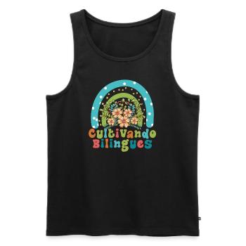 Cultivando Bilingües Spanischlehrer Bekleidung - Männer Premium Bio Tank Top - Schwarz - Vorne - AI Model Male 178 light (178cm)