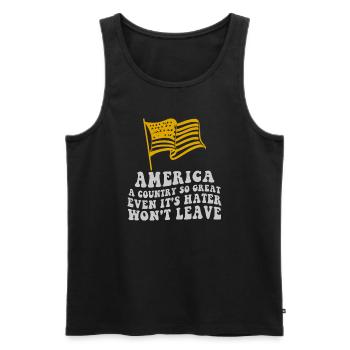 Amerika: Ein Land, das so großartig ist, dass die USA patriotisch sind - Männer Premium Bio Tank Top - Schwarz - Vorne - Michal (187cm)