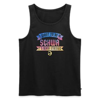 Ich will ein Schwa sein, der nie gestresst ist - Männer Premium Bio Tank Top - Schwarz - Vorne - AI Model Male 178 light (178cm)