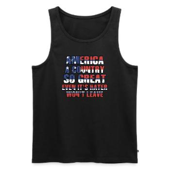Amerika: Ein Land, das so großartig ist, dass die USA patriotisch sind - Männer Premium Bio Tank Top - Schwarz - Vorne - Michal (187cm)