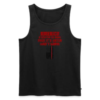 Amerika: Ein Land, das so großartig ist, dass die USA patriotisch sind - Männer Premium Bio Tank Top - Schwarz - Vorne - Michal (187cm)