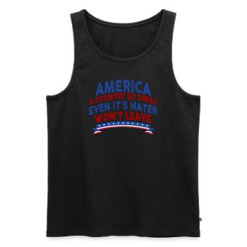 Amerika: Ein Land, das so großartig ist, dass die USA patriotisch sind - Männer Premium Bio Tank Top - Schwarz - Vorne - Michal (187cm)