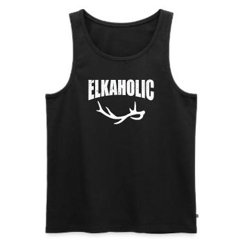 Elchjagd Elkaholic Jäger - Männer Premium Bio Tank Top - Schwarz - Vorne - AI Model Male 178 light (178cm)