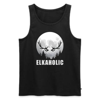 Elchjagd Elkaholic Jäger - Männer Premium Bio Tank Top - Schwarz - Vorne - AI Model Male 178 light (178cm)