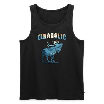 Elchjagd Elkaholic Jäger - Männer Premium Bio Tank Top - Schwarz - Vorne - AI Model Male 178 light (178cm)