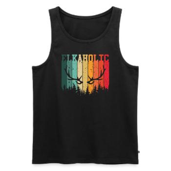 Elk Hunting Elkaholic Hunters - Men's Premium Organic Tank Top - black - Front - Michal (187cm)