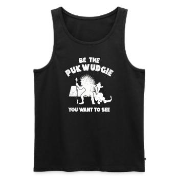 Pukwudgie Kryptide Folklore Mythen - Männer Premium Bio Tank Top - Schwarz - Vorne - AI Model Male 178 light (178cm)