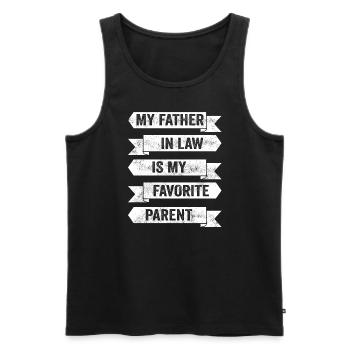 Plaisir familial préféré du fils et du père - A - Débardeur bio Premium Homme - noir - Devant - Michal (187cm)